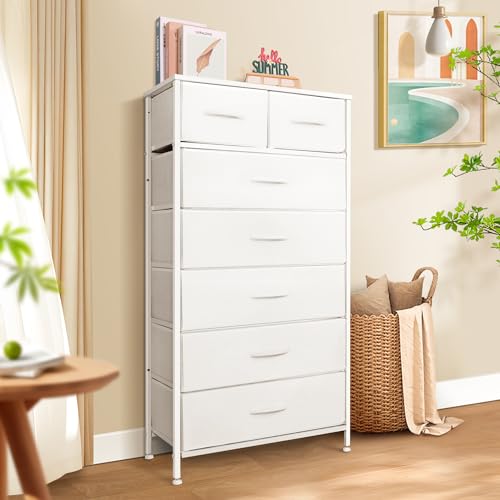 Mifuro White Tall Dresser with 7 Drawers - Vertical Bedroom Storage Tower