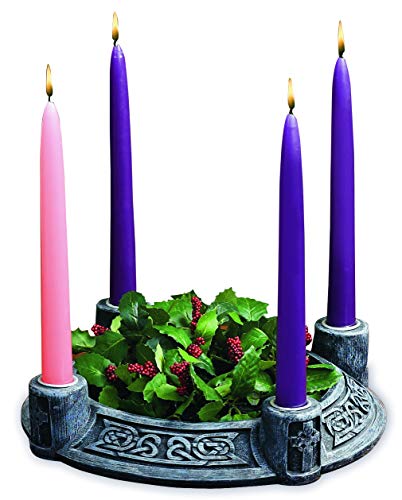 Celtic Knot Resin Advent Wreath Set with Candles & Boxed Candle Holder
