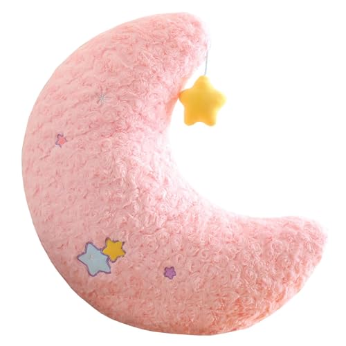 Moon Stuffed Pillow, Moon Plush Toy Hanging a Star, Home Decoration Christmas Birthday Gift for Kids Adults (17.7inch)