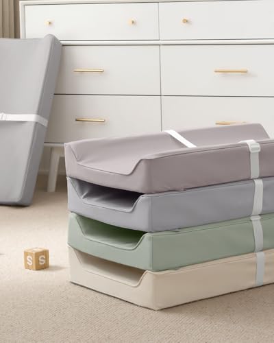 Beige Vegan Leather Baby Changing Pad with Waterproof Cover - Standard Size