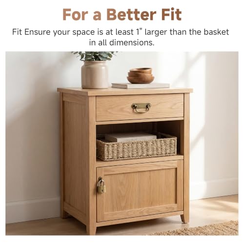 Natural Seagrass Bathroom Storage Baskets 15.75"L x 12.5"W x 3.5"H - 2-Pack