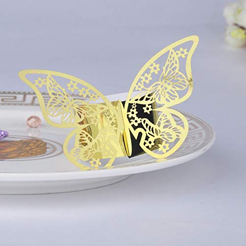Acfun Gold 50pcs 3D Butterfly Paper Napkin Rings Wedding Party Decor