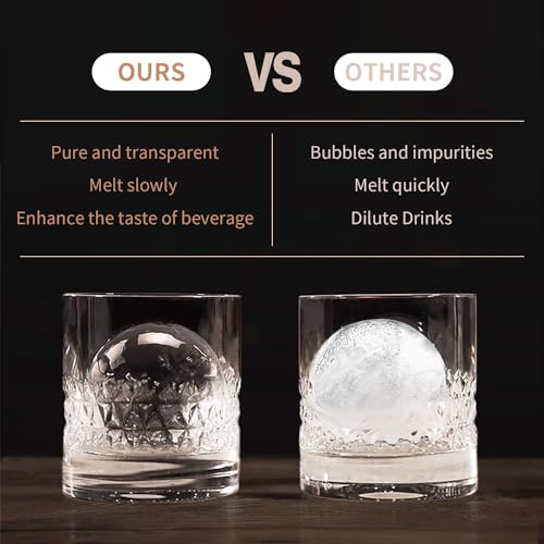 8 Pack Clear Ice Ball Maker for Whiskey - 2 Inch Sphere Ice Cube Tray