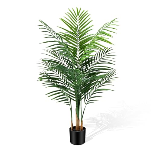 4ft Artificial Palm Tree - Large Fake Areca Tree with 13 Trunks for Indoor & Outdoor Decor - CyanGrove