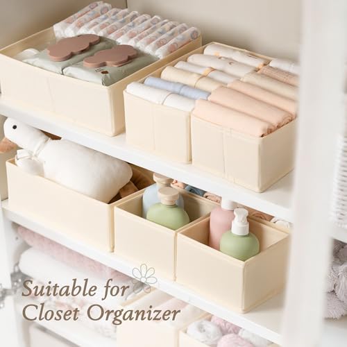 Beige 18-Piece Drawer Organizer Set for Baby Clothes & Closet Storage - Foldable