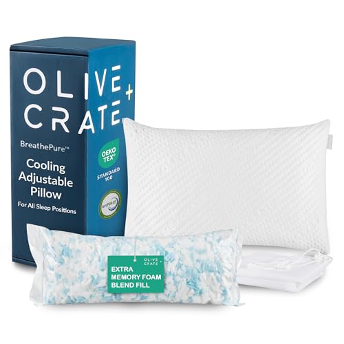Adjustable Loft Shredded Memory Foam Pillow Queen Size - White / Classic