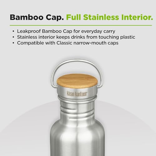 Reflect 27oz Stainless Steel Water Bottle with Bamboo Cap - Brushed Finish