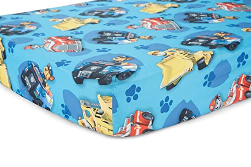 Paw Patrol Calling All Pups Boys 4-Piece Toddler Bedding Set - Comforter Sheet Pillowcase Blue
