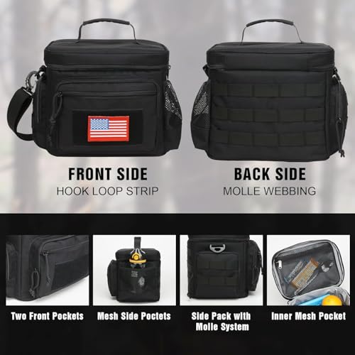 ATRIPACK Black Medium Tactical Lunch Box 12L Leakproof Cooler with Pockets