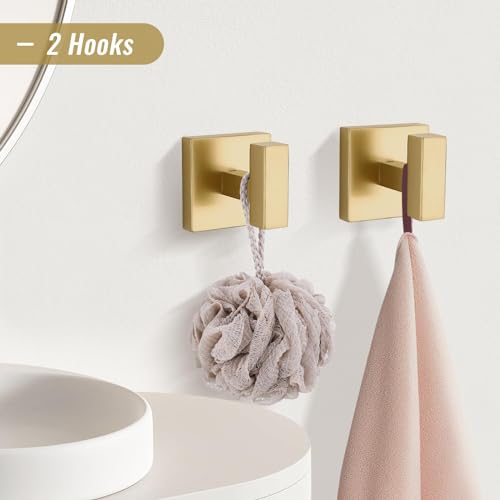 YACVCL 5-Piece Brushed Gold Towel Bar Set Wall Mount Bathroom Accessories