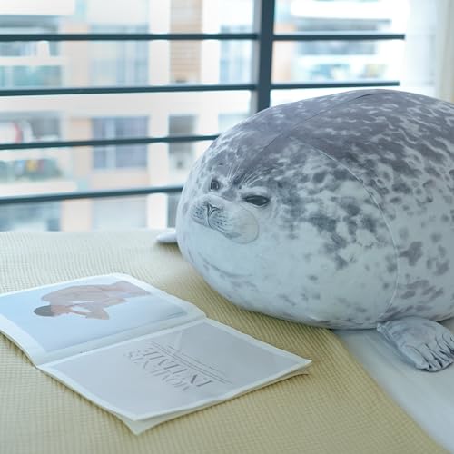 X-Large 31.5 Inch Seal Plush Pillow - Soft Cuddly Stuffed Animal for Kids & Adults - Great Gift Idea