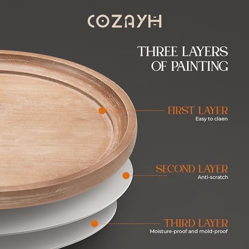 Farmhouse End Table - Round Tray Top Accent Table - White & Brown - 1 Pack