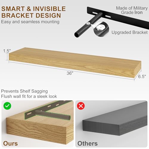 Fun Memories Floating Shelves for Wall, 36Inch Set of 2, Hanging