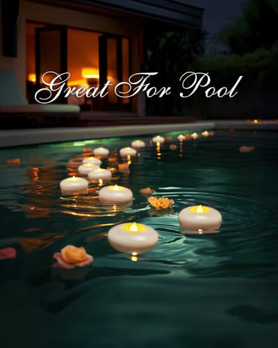 Homemory 48 Pack Waterproof Floating LED Flameless Candles - White Tealights, 3 Inch, Variation: White Base