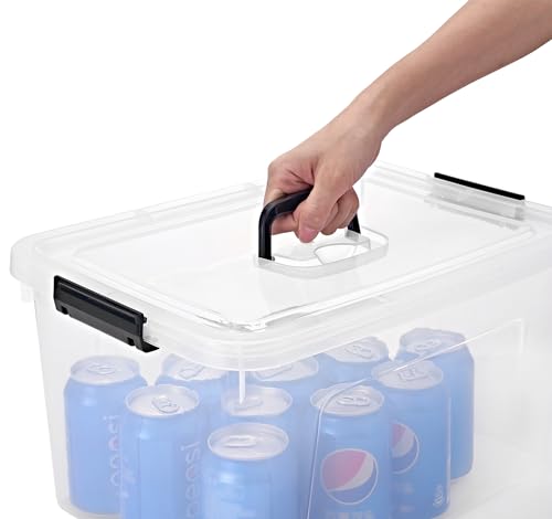 JUJIAJIA 19 Quart Clear Plastic Storage Bins with Lids - 6 Pack, Stackable, Handle