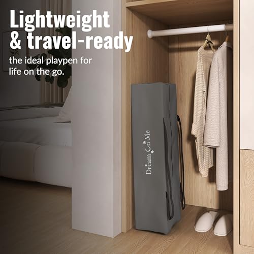Dream On Me Zazzy Portable Baby Playard with Bassinet - Grey, Travel Carry Bag