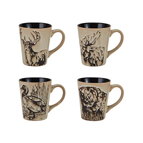 16-Piece Stoneware Dinnerware Set for 4 - Lodge-Style Wildlife Design
