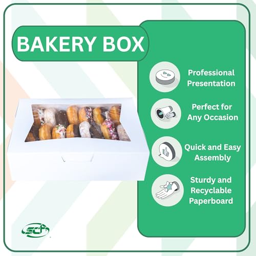 White Bakery Boxes with Tuck-in Lid, 10x14x4 Inches, 100 Pack