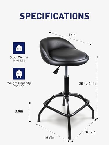 Adjustable Height Swivel Bar Stool with Padded Leather Seat - Black