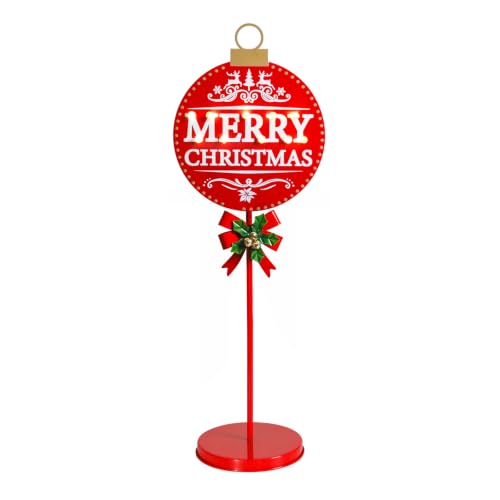 Merry Christmas Round LED Sign with Battery-Powered Outdoor Decor