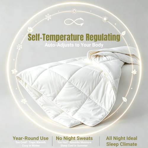 Australian Wool Comforter Queen All-Season Breathable Duvet Insert - White