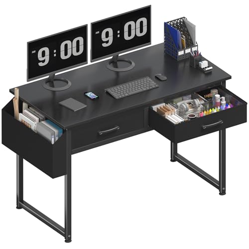 DLisiting Computer Desk with Fabric Drawers for Home Office Bedroom,