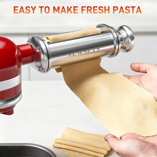 Pasta Roller Attachment for KitchenAid Stand Mixer - 8 Thickness Settings, Stainless Steel, Black - Variation 1