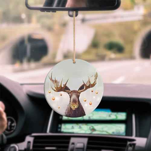 Rustic Moose Christmas Ceramic Ornament - Perfect Holiday Keepsake for Tree Decoration Unique for Grandparents, Parents & Friends