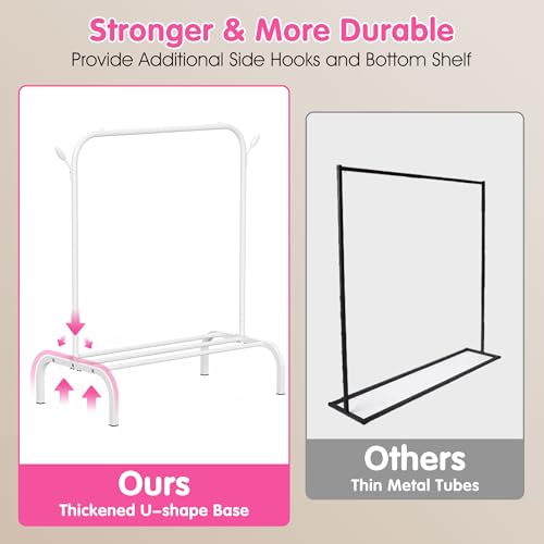 Kids Clothes Rack for Ages 3-6 - Montessori Child Clothing Organizer, White, 31.5W x 15.7D x 39.4H
