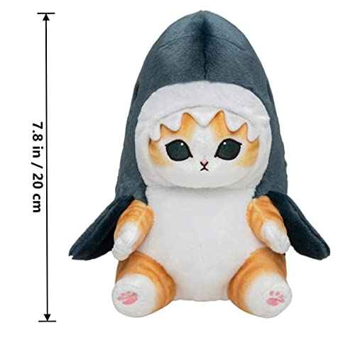 Cute Shark Cat Plush Toy, 8'' Cat Face Shark Stuffed Animal Plushies Doll, Kawaii Soft Stuffed CatShark Pillow for Boys and Girls Birthday Gift (Blue)