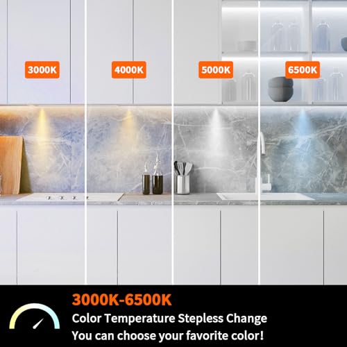 VST 6 Pack Under Cabinet Puck Lights with Dimmable CCT 3000K-6000K Touch Switch