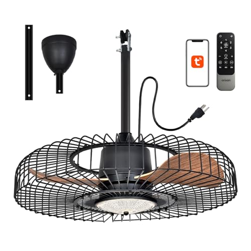 Orison 24-Inch Outdoor Ceiling Fan with Lights, Remote & App Control, Weatherproof Gazebo Fan - Regular