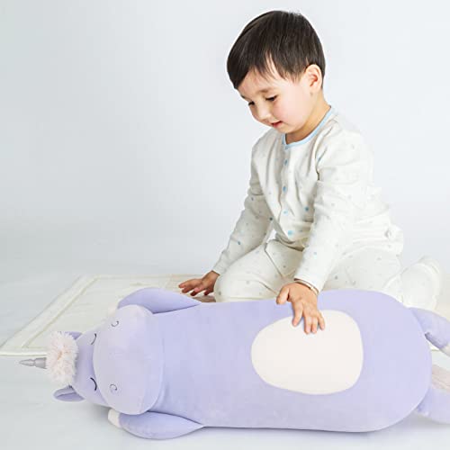 MorisMos 24" Unicorn Body Pillow, Soft Plush Toy for Kids & Adults, Blue