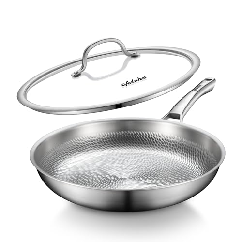 VEDNHOL 12 Inch Titanium Non-Toxic Frying Pan with Lid - Versatile Cookware