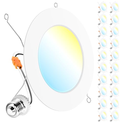 Sunco 6 Inch 20 Pack Retrofit LED Recessed Can Lights Dimmable, Selectable CCT 2700K-6000K, 1200LM, UL