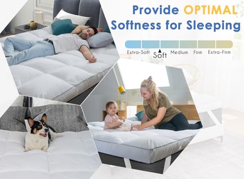 King Cooling Plush Mattress Topper - Classic Square White, Extra Thick