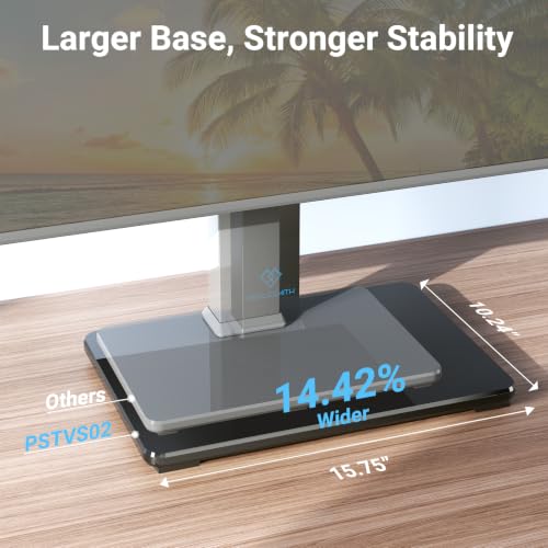 Universal Swivel TV Stand for 32-75 Inch TVs - Fits 99 lbs - with Legs - Adjustable Height & 70° Swivel - Black
