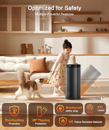 Portable Space Heater with Oscillation & Digital Thermostat - 1500W Indoor Heating