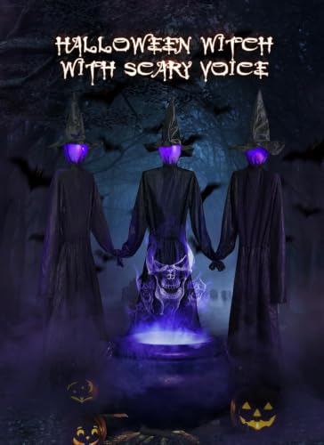 3PCS 5.6FT Halloween Decorations Outdoor Decor Witches Yard Holding