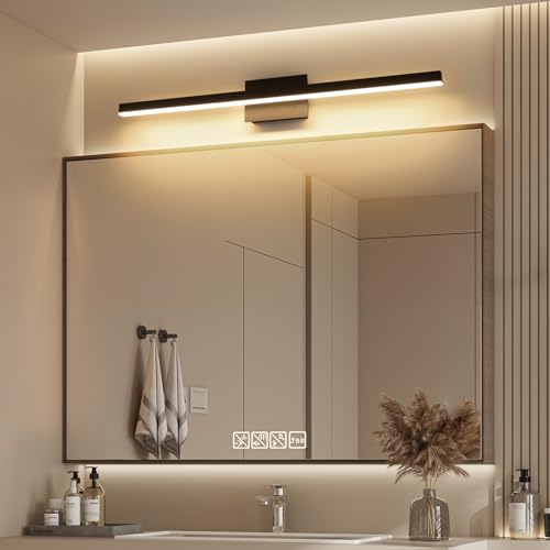 Dimmable 39.37 Inch Bathroom Vanity Light Bar with 5 CCT Colors - Black - Over Mirror Modern LED Fixture