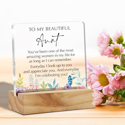 Personalized Aunt Gift Acrylic Plaque - Heartwarming Desk Sign for Mom's Day & Birthdays
