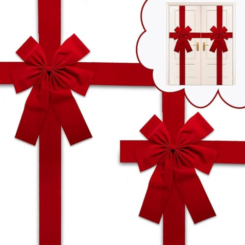 RSN 14 Ft Large Red Christmas Door Ribbon Bow—Front Door Decor, One Size