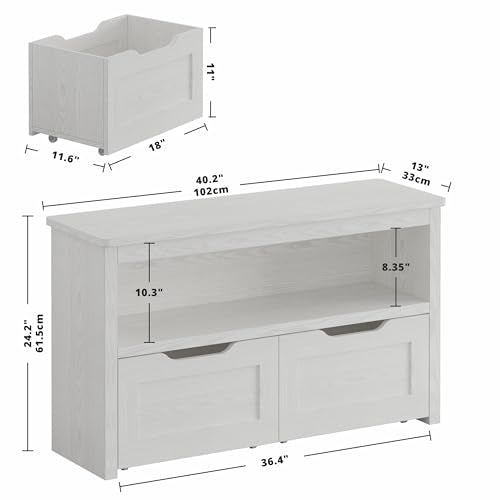 IRONCK Large White Toy Storage Organizer with Drawers & Open Shelves