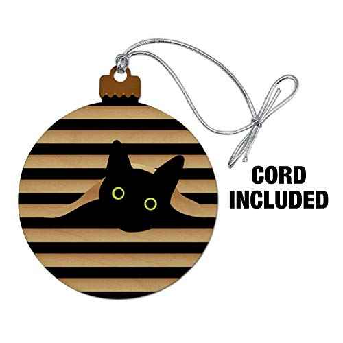 GRAPHICS & MORE Black Cat in Window Wood Christmas Tree Holiday Ornament