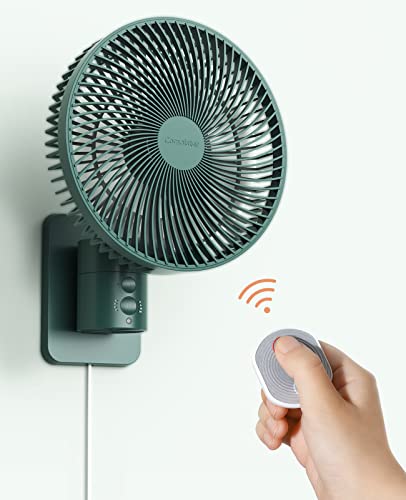 Comoistar 8.5 Inch Wall-Mounted Oscillating Fan with Remote & Timer, Quiet Small RV Bedroom Fan
