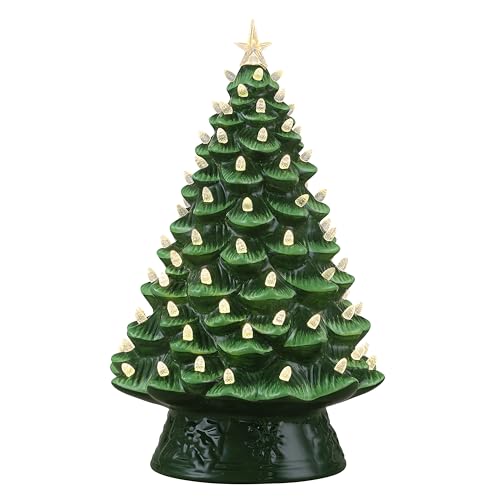 Mr. Christmas 18 Inch Nostalgic Ceramic Christmas Tree with White Lights and Star