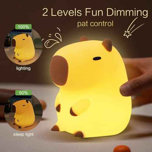 Capybara Cute Night Light, Squishy Capybara Lamp Xmas Gifts Toys, Rechargeable LED Dimmable Silicone Nightlight for Kids, Funny Light Up Capibara, Baby Nursery College Dorm Fall D?cor