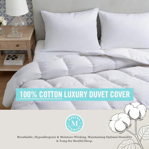 Martha Stewart White Goose Feather & Down Fiber Comforter Queen All Season