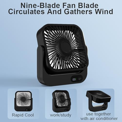 Black 2-Pack Cruise-Approved Magnetic Portable Fan with 5000mAh Battery & 5 Speeds