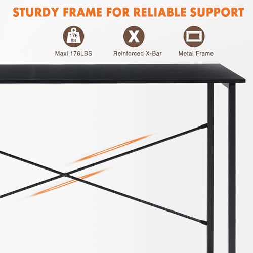 Sweetcrispy 40-Inch Small Computer Desk for Bedroom, Black - Modern Study & Office Table